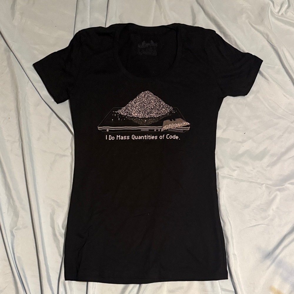 Black Graphic babydoll T-Shirt with Code Design M